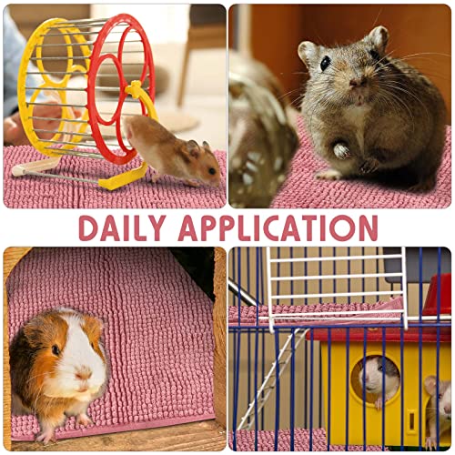 Amylove 4 Pcs Guinea Pig Cage Liner 12 x 12 Inch Washable Chenille Pee Pads Pet Dog Cat Bedding Training Mat Reusable for Small Animals Puppy Bunny Hamster Chinchilla - color: Pink, size: 12 x 12 Inch, style: Low Pile Chenille