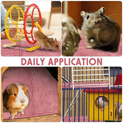 Amylove 4 Pcs Guinea Pig Cage Liner 12 x 12 Inch Washable Chenille Pee Pads Pet Dog Cat Bedding Training Mat Reusable for Small Animals Puppy Bunny Hamster Chinchilla - color: Pink, size: 12 x 12 Inch, style: Low Pile Chenille
