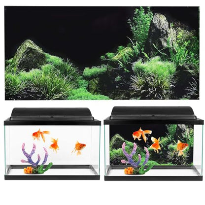 KANASI 3D Aquarium Poster, PVC Self Adhesive Underwater Seaweed Decorative Background Sticker for Reptile Terrarium Glass Jar Living Room Sofa TV Background Photo Wallpaper (91 * 50cm) - style: 91*50cm