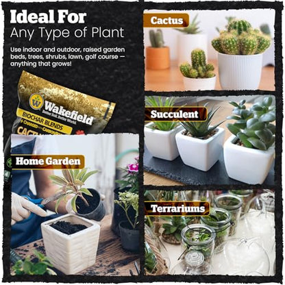 Wakefield Biochar Blend Potting Mix for Cactus & Succulent – Premium Potting Soil Blend with CarbonBoost Technology for Superior Drainage, Moisture Retention & Root Growth – 4 QT Organic Soil Mix - size: 4 Quart