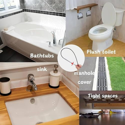 Drain Snake,61 inch Flexible Grabber Claw Pick Up Reacher Tool,Drain Clog Remover - Gutter Cleaning Tools for Home Sink, Bathroom Tub,Drain, Toilet, Tight Spaces - style: 61"