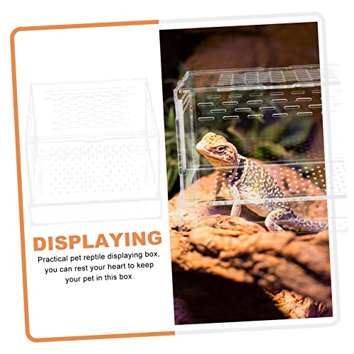 POPETPOP Acrylic Feeding and Hatching Container for Reptiles and Insects Portable Case Lid for Spiders Geckos and Crickets Breeding Habitat for Pet Observation