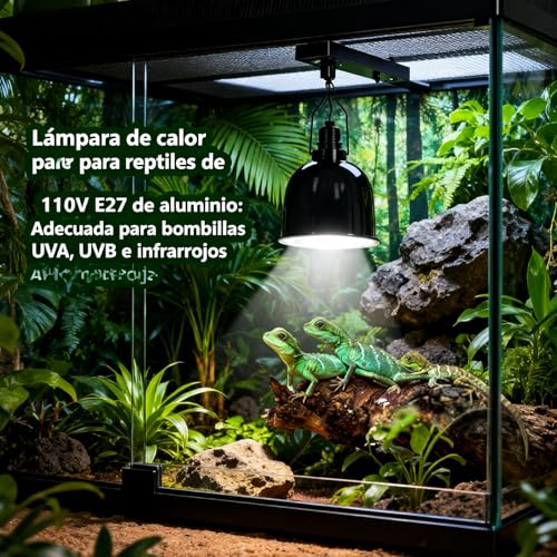 Yosoo Health Gear Reptile Heat Lamp Fixture, Deep Dome 250W E27 UVA UVB Basking Light for Lizards Turtles Terrarium, Clip-On Design