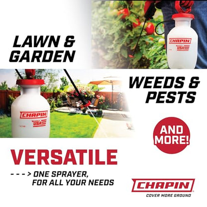 Chapin 20084: 1 Gallon Pump Sprayer – Lawn & Garden Sprayer for Weeds, Pesticides & More – 4-in-1 Spray Nozzle, Comfort Handle & Splash Guard – Durable & Lightweight