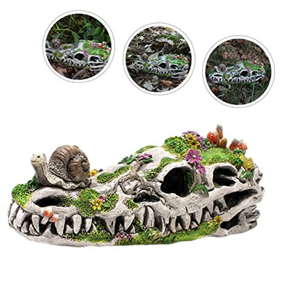 Homoyoyo Terrarium Decor Animal Decor Resin Crafts Dinosaur Garden Statue Snail Ornament Halloween Room Decorations Resin Snail on Dinosaur Skull Dinosaur Skull Adornment Garden Adornment