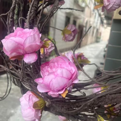(2pcs) Flexible 118 inch Large Flexible Artificial Tree Fall Vines Twine Wood Branches with Peony Flowers Garland Twig Reptile Climbing Fake Plants for Wedding Arch Christmas Wall Door Hanging - color: Rose Vine