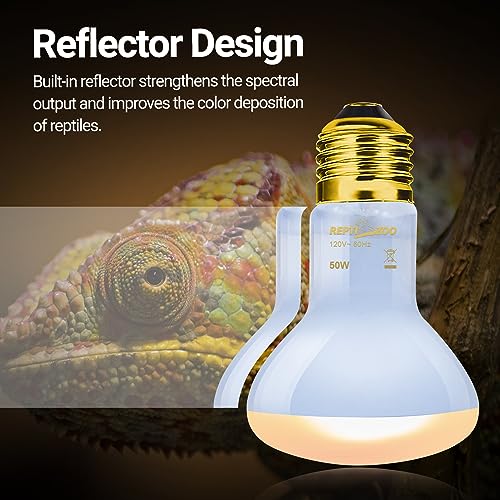 REPTI ZOO Reptile Heat Lamp, 2 Pack 50W Daylight Basking Spot Lamp for Reptiles UVA Daylight Heating Lamp Bulb Basking Light for Bearded Dragon, Tortoise, Geckos, Chicken - style: 50W Basking Spot Lamp