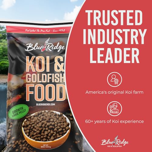Blue Ridge Koi Fish Food 25lb - Koi Food Large 3/16" Growth Formula, Goldfish Food, Premium Fish Food for Ponds, Ponds Fish Food, Floating Pond Pellets - size: 25 Pound (Pack of 1)