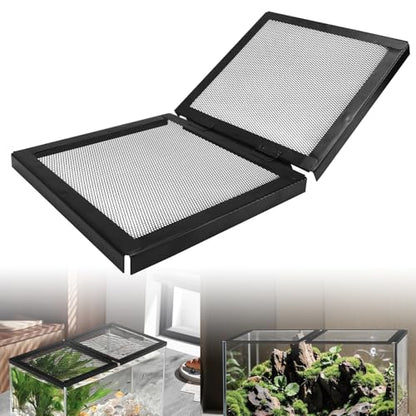 Screen Cover with Hinged Door Compatible with 10, 15 High, 20 X-Tall Gallon Aquariums/Terra Terrarium & Other Glass Tanks - Reduce The Risk of Pet Escape, Ensure Smooth Ventilation