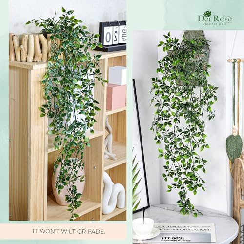 Der Rose 34'' Fake Hanging Plants Artificial Potted Mandala Vine Plants Indoor and Outdoor for Office Home Living Room Bathroom Wall Shelf Decor (1Pack) - size: 34"-Fake Mandala