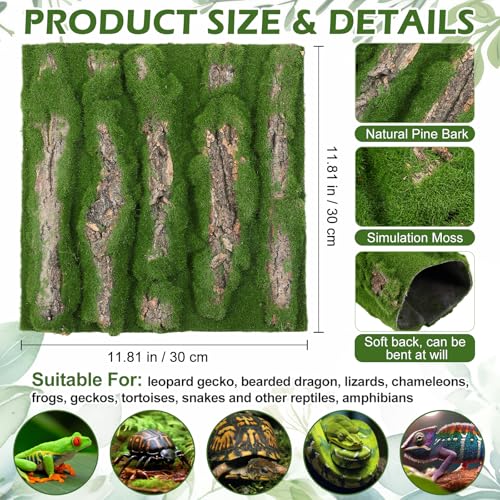 Suncalla Reptile Plants for Terrarium Bearded Dragon Includes Moss Bark Hanging Plant Vines Artificial Leaves Flexible Vines Jungle Climbing Branch for Leopard Gecko Tank Decor