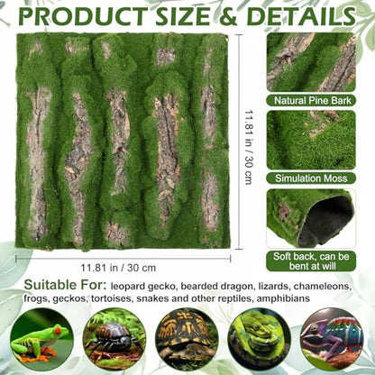 Suncalla Reptile Plants for Terrarium Bearded Dragon Includes Moss Bark Hanging Plant Vines Artificial Leaves Flexible Vines Jungle Climbing Branch for Leopard Gecko Tank Decor