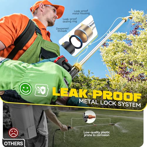 Battery Backpack Sprayer Compatible with Dewalt 20V Battery (Tool Only) 4.2 Gallon with Auto Mixer, 0–100PSI Adj, Leak-Proof Metal Telescopic Wand 42", 6 Nozzles, Ergonomic Strap Ecarke Garden Sprayer - color: Yellow