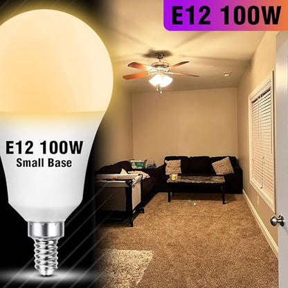 E12 A19 100W Equivalent LED Candelabra Light Bulbs 2700K Warm White, AC120V 9W 1000LM, E12 A60 Globe Candelabra Small Base Screw Socket Bulb for Ceiling Fan Chandelier Salt Lamp, Non-Dimmable, 2 Pack - color: 2700k Warm White, size: 100 Watts