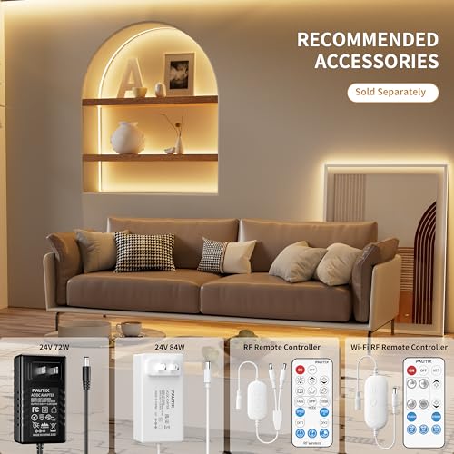 PAUTIX COB LED Strip Light 32.8ft/10m 5040LEDs Warm White 3000K,High Lumen Flexible CRI90+ LED Tape Super Bright DC24V,for Cabinet Home DIY Lighting Projects(Power Supply & Controller Not Included) - size: 3000K/32.8ft