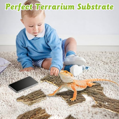 Reptile Cork Bark 1.5 Lb Flat Cork Wood for Terrarium Small Tree Bark Pieces 3.9-5.9in Natural Bulk Cork Bedding Tank Substrate for Bearded Dragon Snake Spiders Geckos Tortoise Hermit Crabs