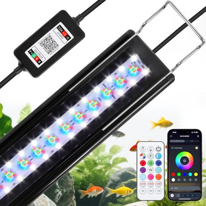 Full Spectrum Aquarium Light：Fish Tank Light with APP & Remote Control for Live Fishes Aquatic Pet Lovers - Timer Fish Tank Lights for 18-24 Inch Freshwater Saltwater Aquarium - size: 18-24inch