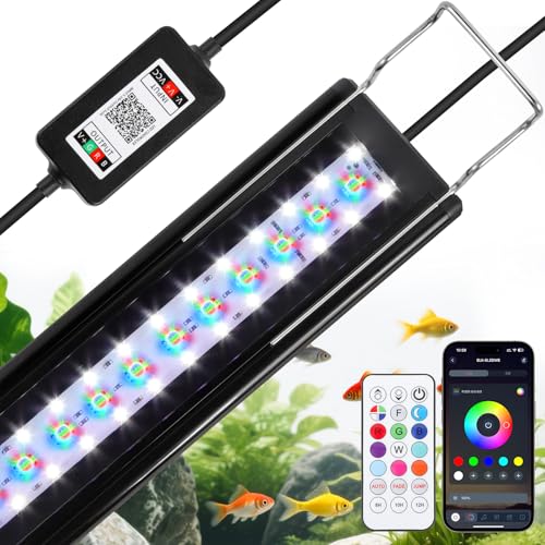 Full Spectrum Aquarium Light：Fish Tank Light with APP & Remote Control for Live Fishes Aquatic Pet Lovers - Timer Fish Tank Lights for 18-24 Inch Freshwater Saltwater Aquarium - size: 18-24inch