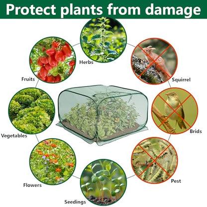 35" x 35" x 27.5" Pop Up Mesh Plant Cover, Foldable Plant Protector Mesh Plant Enclosure, Garden Net Cage Guard Cover with 4 Ground Stakes for Protecting Plant Vegetable Fruit from Birds Insects - color: 1 Pc