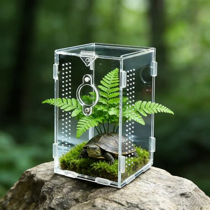 Acrylic Jumping Spider Enclosure,Reptile Enclosure,Bug Habitat, for Small Tree Dwelling Reptiles,Arboreal Tarantula Enclosure, Spider Terrarium Kit,Plastic Terrarium(4.7" X 4.7" X 8") - color: A2