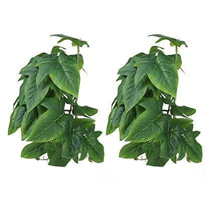 2PCS Artificial Water Plant Simulation Vine Lifelike Plastic Sweet Potato Leaves Decoration with Suction Cup for Fish