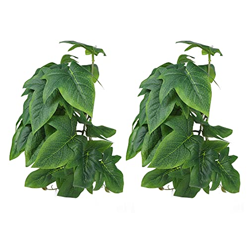 2PCS Artificial Water Plant Simulation Vine Lifelike Plastic Sweet Potato Leaves Decoration with Suction Cup for Fish
