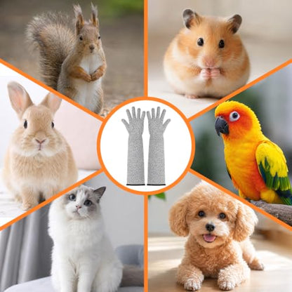 2 Pcs Cat Gloves Bite Proof, 17.7 Inch Extra-Long Durable Bite Resistant Gloves to Prevent Scratching, Handling Sleeves & Bites Proof Glove for Pet Grooming, Nail Trimming & Arm Protection