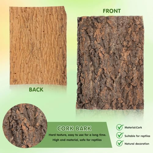 VANZACK Reptile Cork Bark for Reptiles Terrarium Decor Climbing Platform Reptile Tank Accessories Natural Bark Background for Lizards 15.74 X 11.81 X 0.78 in