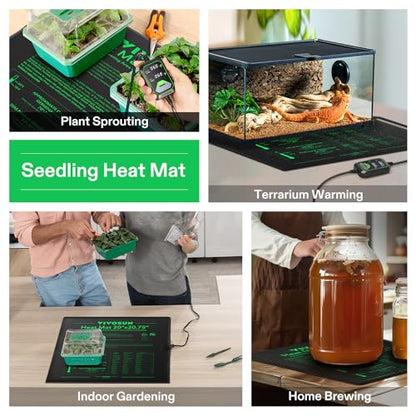 VIVOSUN 20"x20.75" Seedling Heat Mat with Built-in Temperature Controller, UL & MET-Certified Waterproof Plant Heating Pad for Germination, Hydroponics, Brewing, Breeding, and Greenhouses (Pack of 2) - size: 20"x20.75" (Pack of 2)