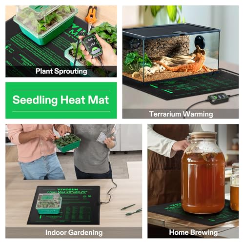 VIVOSUN 20"x20.75" Seedling Heat Mat with Built-in Temperature Controller, UL & MET-Certified Waterproof Plant Heating Pad for Germination, Hydroponics, Brewing, Breeding, and Greenhouses - size: 20"x20.75"