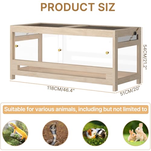 80 Gallon Reptile Tank – 4x2x2 Large Reptile Enclosure for Bearded Dragon Terrarium, Snake Enclosure & Reptile Cage with Mesh Lid