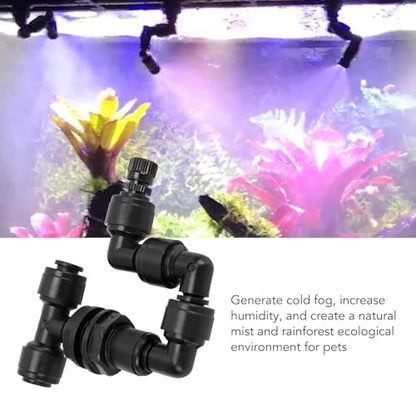 Reptile Nozzle, Fogger Sprinkler Nozzle for Rainforest Amphibians Plants, 360° Adjustable, Even Spray, Increase Humidity and Misty Pet Terraces, for Glass Containers