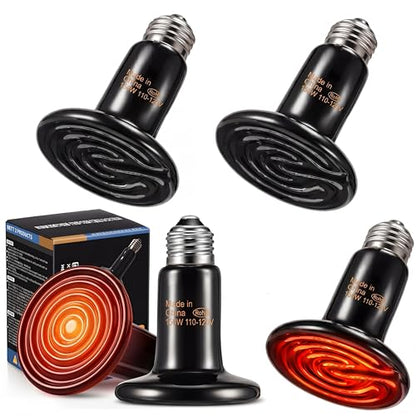 4 Pack 150W Ceramic Heat Emitter, No Light Reptile Heat Lamp Bulb for Bearded Dragon Tank, Chicken Brooder and Coop, E26 Ceramic Heater Bulb for Large Terrarium