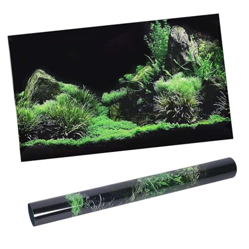 KANASI 3D Aquarium Poster, PVC Self Adhesive Underwater Seaweed Decorative Background Sticker for Reptile Terrarium Glass Jar Living Room Sofa TV Background Photo Wallpaper (61 * 40cm) - style: 61*40cm