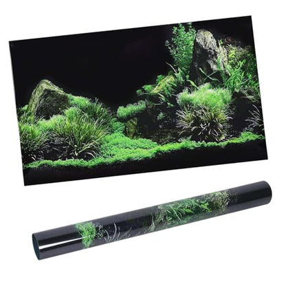 KANASI 3D Aquarium Poster, PVC Self Adhesive Underwater Seaweed Decorative Background Sticker for Reptile Terrarium Glass Jar Living Room Sofa TV Background Photo Wallpaper (61 * 40cm) - style: 61*40cm