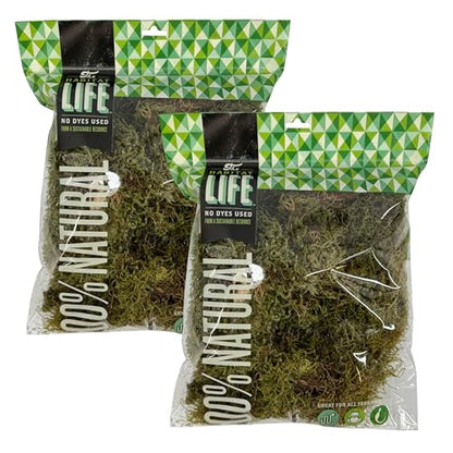 The Habitat Life - Natural Deco Moss - for Reptiles, Amphibians & Invertebrates Terrariums - Humidity Control - Natural Look & Feel - Soft Surface - Dye-Free & Safe - Medium - 2 Pack - size: Medium (2-Pack), style: Deco Moss