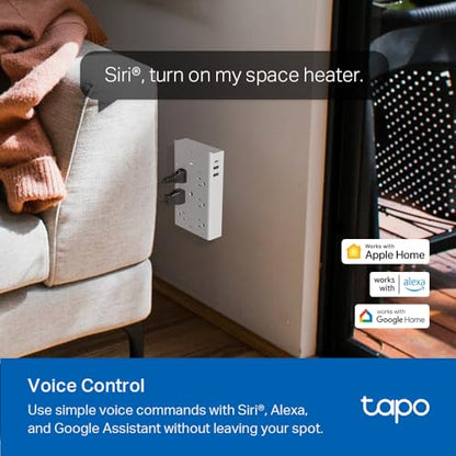 TP-Link Tapo Smart Plug Outlet Extender, Surge Protector, 18W Fast Charging, 3 Individual Smart Outlets, 1x USB-C & 2X USB-A, Smart Night Light, Works w/Apple HomeKit, Alexa & Google Home, Tapo P306