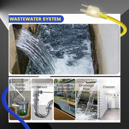 15 Feet Fluoropolymer Corrosion-Proof Electric Heating Cable for Drain Pipes YeloDeer, Suitable for Various Sewer, Sewage, Sump, Buried Pipes and Wastewater Systems