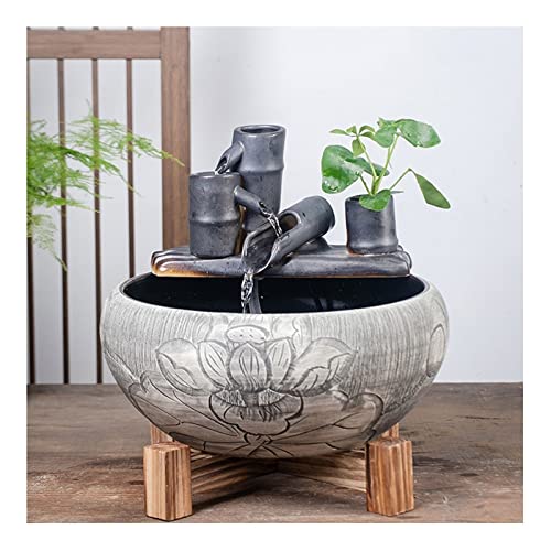 Small Fish Tank Chinese Style Ceramic Fish Tank Home Circulation Flow Water Fountain Courtyard Fish Culture Tank Living Room Decoration Aquarium Fish Tank Fish Tank Kit(A,32cm) - color: A, size: 32cm