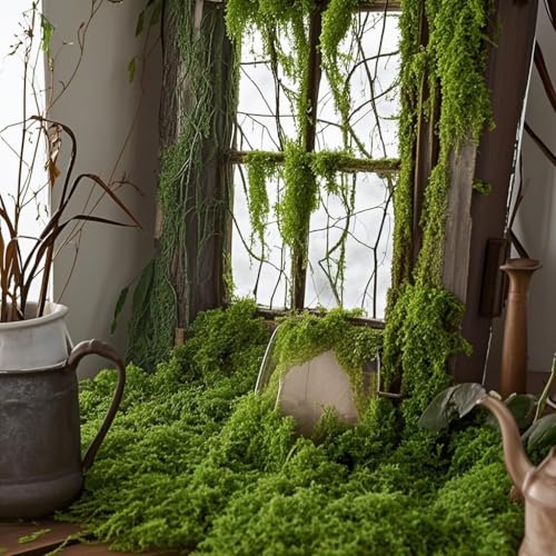 Fake Green Moss for Decorating, Artificial Moss for Aquarium Model Crafts Table Centerpieces Decor (Green, 200g/7oz) - size: 200g/7oz