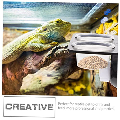 Abaodam Reptile Feeding Ledge for Gecko Snake Bearded Dragon Reptile Water Feeder and Tank Supplies