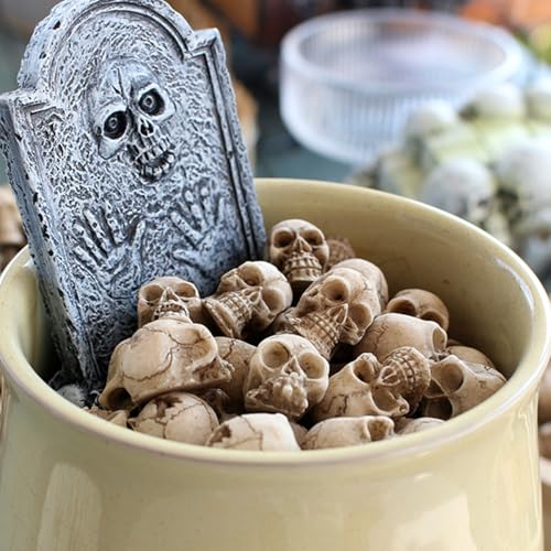 Mini Skulls Figurine Skeleton Head Miniatures for Halloween Decor, Skull Decor, Dollhouse Accessories for Halloween Decorations,40pcs