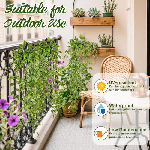 RAINFLOW 3PCS Fake Hanging Pea Vines - Fake Pea Pod Vine, Artificial Pea Hanging Vine, Fake Hanging Plants Artificial Plants Indoor Outdoor Artificial Plants for Shelf Room Decor Long Trailing Leaves