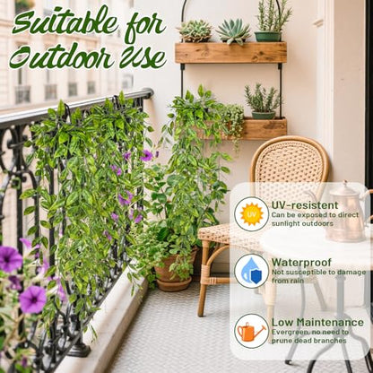 RAINFLOW 3PCS Fake Hanging Pea Vines - Fake Pea Pod Vine, Artificial Pea Hanging Vine, Fake Hanging Plants Artificial Plants Indoor Outdoor Artificial Plants for Shelf Room Decor Long Trailing Leaves