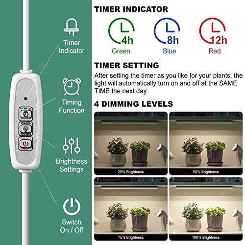 FOXGARDEN Grow Light, Full Spectrum Plant Light Strip for Indoor Plants, 96 LED Bright Grow Lamp with Auto On/Off Timer 4/8/12H, 4 Dimmable Brightness - color: One Head
