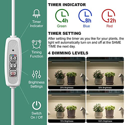 FOXGARDEN Grow Light, Full Spectrum Plant Light Strip for Indoor Plants, 96 LED Bright Grow Lamp with Auto On/Off Timer 4/8/12H, 4 Dimmable Brightness - color: One Head