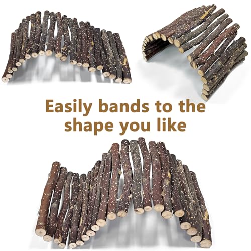 Hamiledyi 2pcs Large Reptile Hides Bearded Dragon Hide Bendable Climbing Bridge Wood Tunnel Tortoise Hut Lizard Hiding Cave for Snake Turtle Gecko Chameleon (15.8" x 7.9")