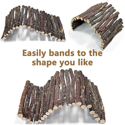 Hamiledyi 2pcs Large Reptile Hides Bearded Dragon Hide Bendable Climbing Bridge Wood Tunnel Tortoise Hut Lizard Hiding Cave for Snake Turtle Gecko Chameleon (15.8" x 7.9")