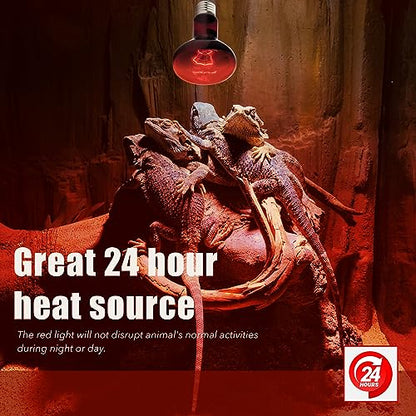 Reptile Red Heat Lamp, 2-Pack 75W Infrared Basking Bulbs Light for Reptiles, Night Red Basking Light for Bearded Dragon, Lizard, Gecko,Turtle Tank Accessories - color: 2-pack Night Heat Bulb