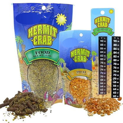 Needzo DIY Hermit Crab Habitat Starter Kit with Choya Wood, Coral Pieces, Large Coconut Hut, Crossing Bridge, Thermometer, Food Pouch, and Treat Pouch, All in One Pet Supplies, 7 Items